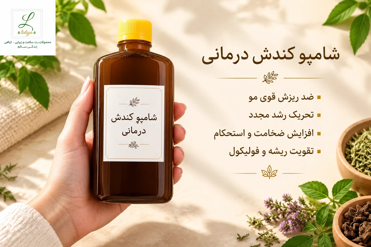 شامپو کندش درمانی  و گیاهی  با کیفیت عالی 250 میل